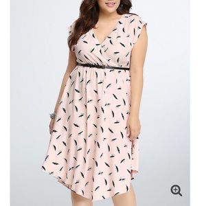 FEATHER SURPLICE DRESS